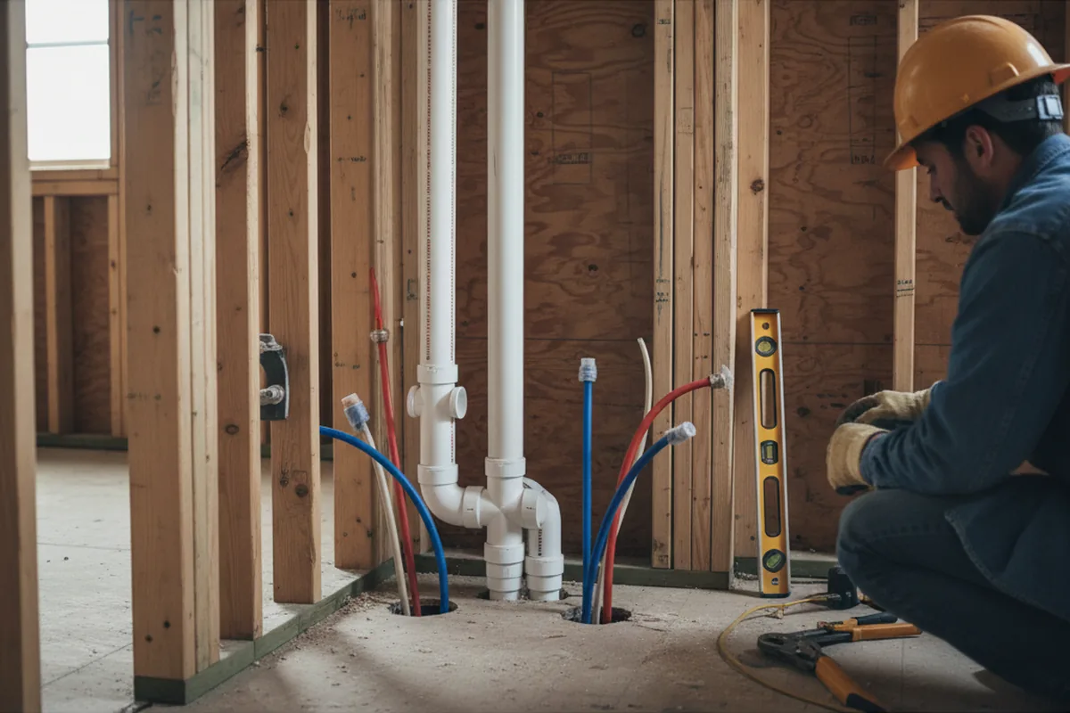 Drain and supply rough-in during Sump Pump Repair in Munford
